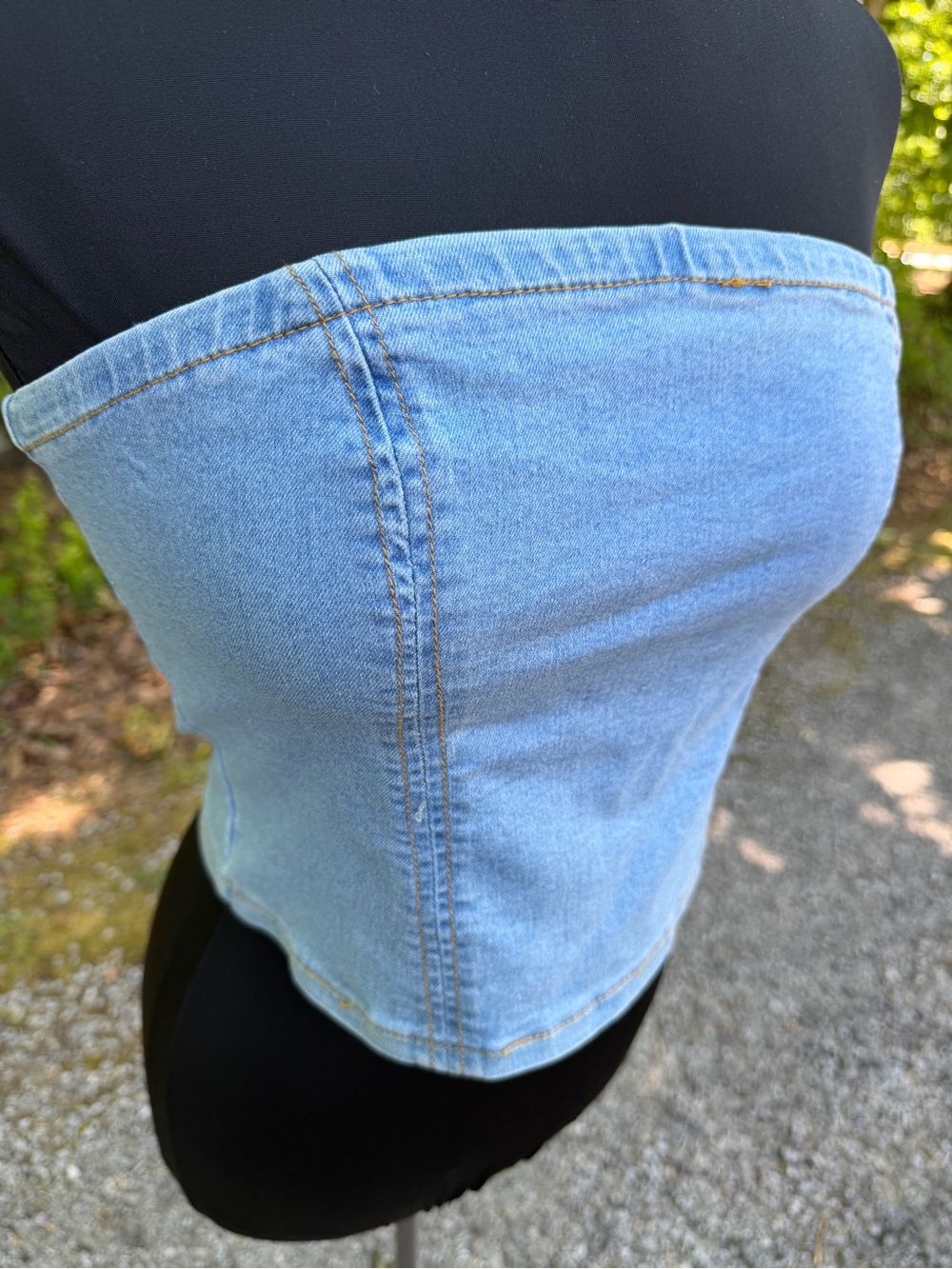 Light Blue Denim Tube Top